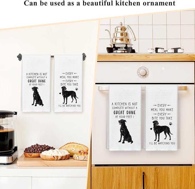 Funny Great Dane Dish Towels for Kitchen Sets of 2, Gifts for Dog Lover, Drying Cloth Tea Towel Hand Towels for Cooking Baking Bathroom Decor, 16 x 24 Inch -18