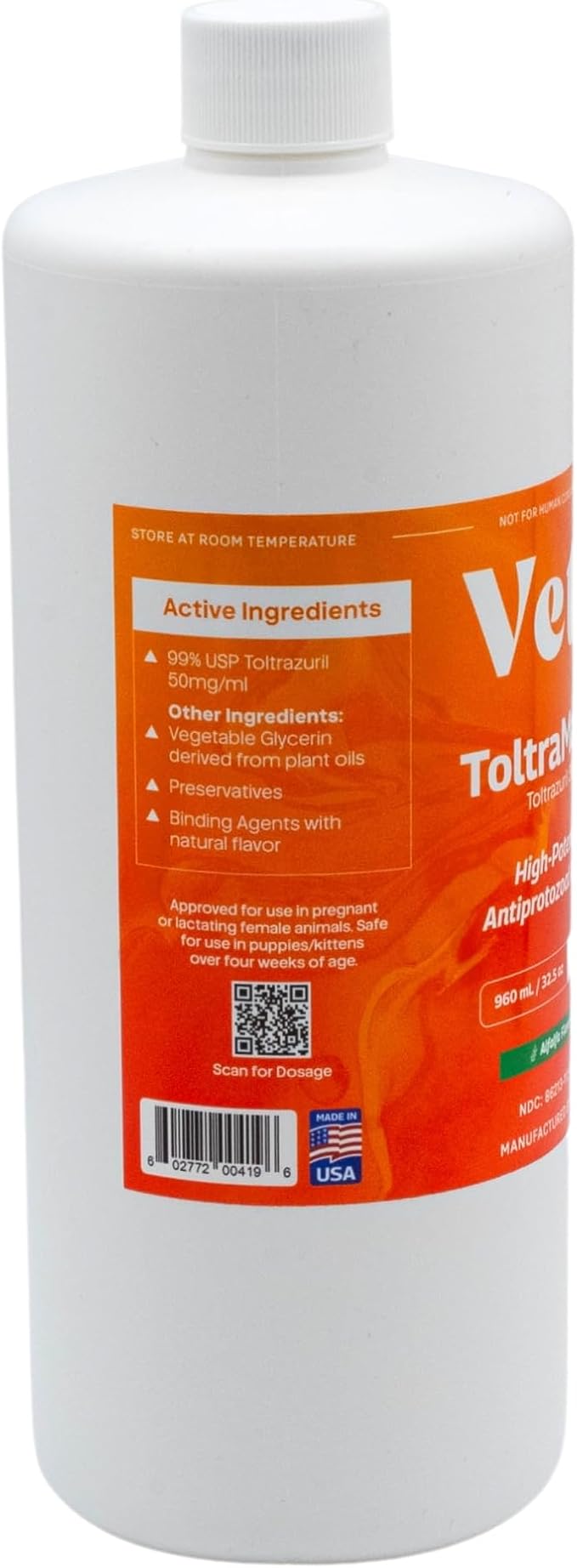Toltrazuril 5.0% for Horses, Dogs, Cats, 960mL/32.4Ounce, for Non-Food Chain Animals, Alfalfa