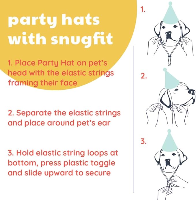Huxley & Kent Pet Party Hat w/SnugFit Tech - Cute Glitter Doggie Birthday Party Hat - Cat & Dog Birthday Hat - Dog Hats for Parties, Adoption or Gotcha Day (Happy Got Me Day, Large)