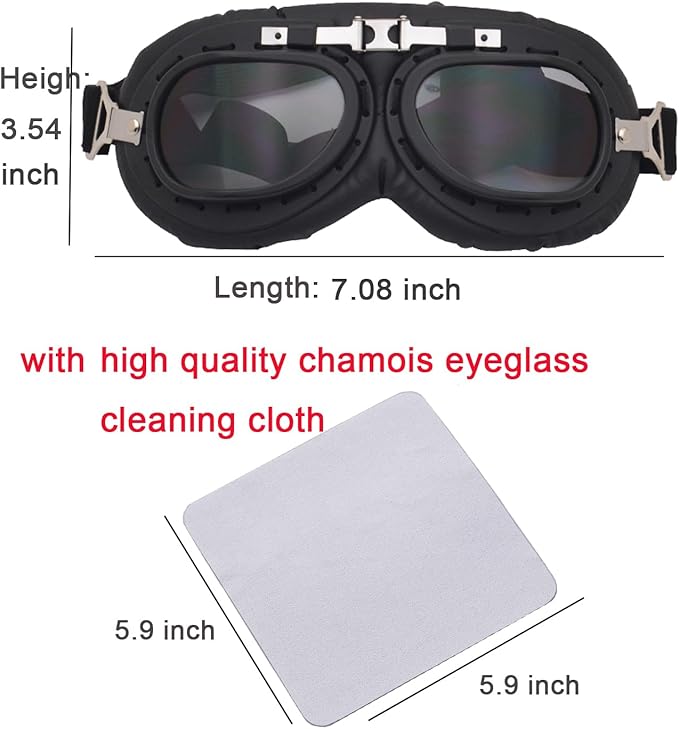 Pet Dog Vintage Sunglasses Include Eyeglass Cleaning Cloth for Medium, Large Dogs UV Goggles Windproof Anti-Dust Snowproof Motorcycle Glasses with Adjustable Straps (Gray)