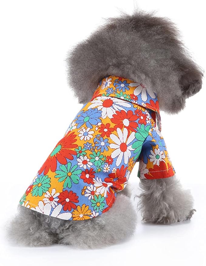 Tangpan Summer Pet Daisy Hawaiian Beach Plaid Print Shirts Clothes for Dog S10 Orange L