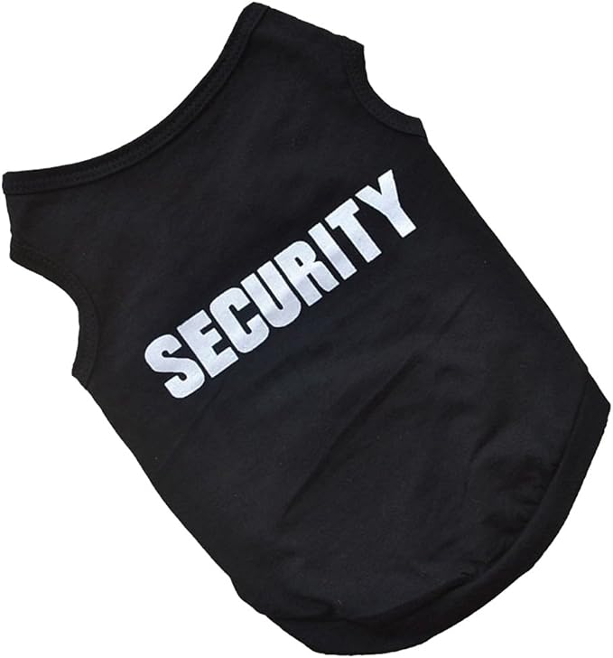 2Pack Small Puppy Security Costume Cotton Dog Shirt for Small Dog Boy Pet Clothes Security Puppy Black Vest T-Shirts Cat Top Tee Breathable Stretchy