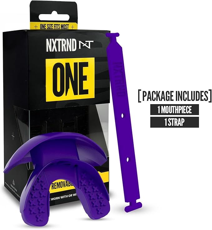 Nxtrnd One Football Mouth Guard, Strap Included, Fits Adult & Youth (Purple)