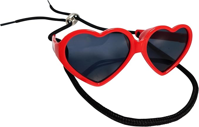 G016 Dog Cat Pet Puppy Heart Sunglasses Glasses for Small Breed up to 15lbs (2-Pack Heart Red + Heart White)
