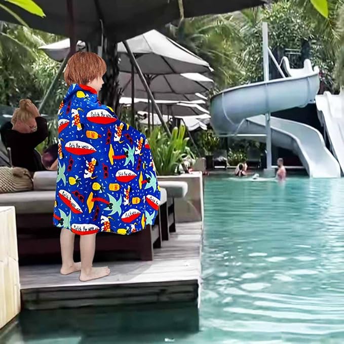 YIFONTIN Kids Beach Towel 100% Cotton Soft Absorbent Velour Throw Blanket 25.5X51 inches Gift for Bath Sports Swimming Pool Camping Picnic Holiday, Surfboard Puppy Coconut Pineapple Sunglasses.