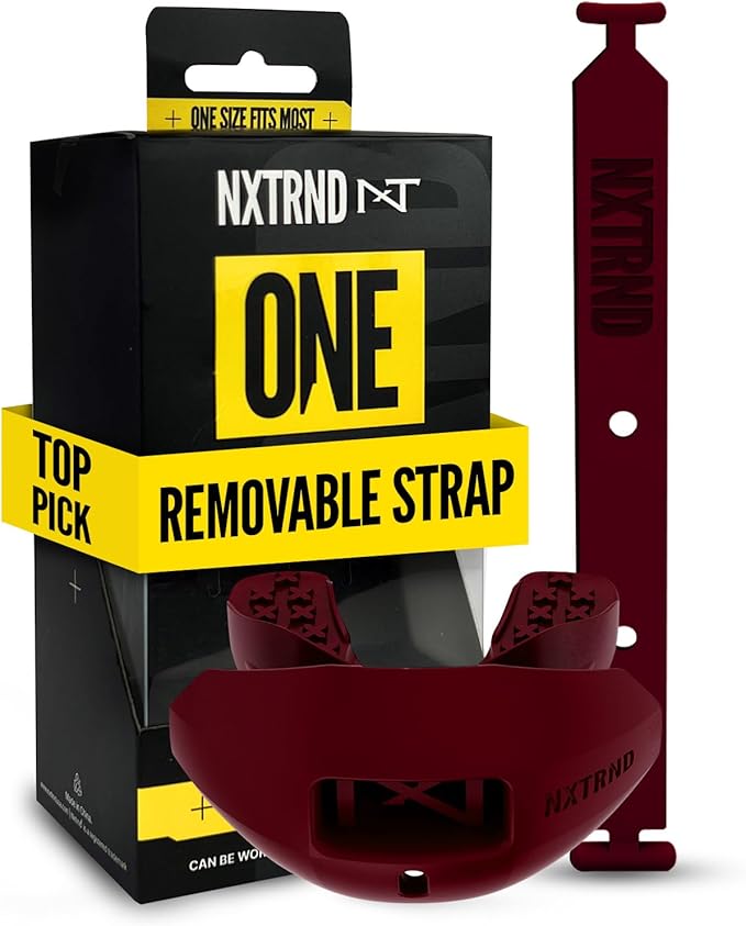 Nxtrnd One Football Mouth Guard, Strap Included, Fits Adult & Youth (Maroon)