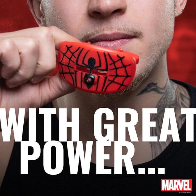 Marvel Spider-Man Football Mouth Guard with Detachable Strap, Lip Protector Adults and Junior, Football & Lacrosse (One Size, Red)