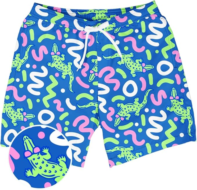 Tipsy Elves Men's Stretch Swim Trunks 7 Inch Inseam 4-Way Stretch with Mesh Liner - Quick-Dry Funny Swimwear Bathing Suit