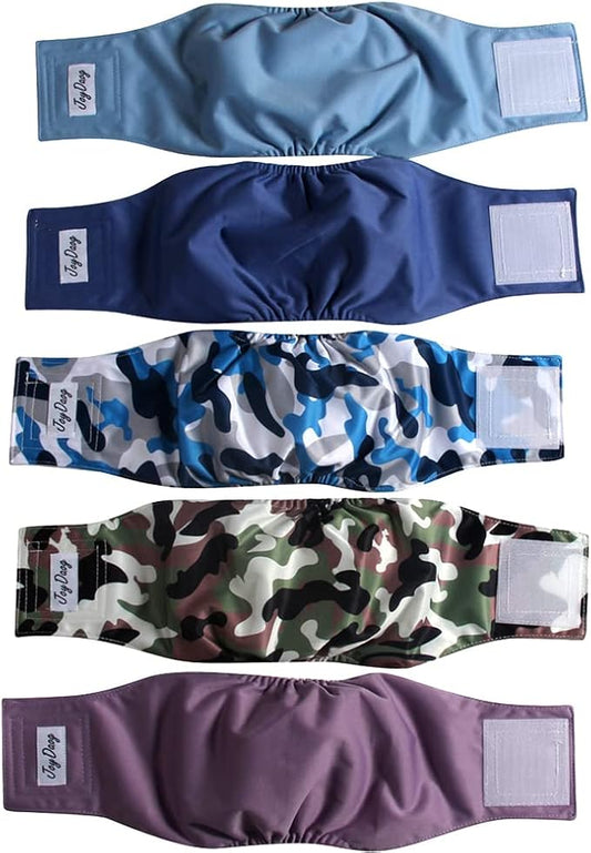 Reusable Dog Belly Bands for Male Dogs Diapers,5 Pack Premium Washable Dog Diapers Male Doggie Nappies Wrap,L