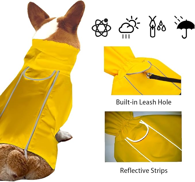 Dog Raincoat for Small Medium Large Dogs, Adjustable Dog Rain Jacket with Clear Hooded Double Layer,Waterproof Windproof Rain Jacket,Poncho Rain Coat