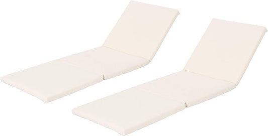 Christopher Knight Home Jamaica Outdoor Water Resistant Chaise Lounge Cushions, 2-Pcs Set, Cream