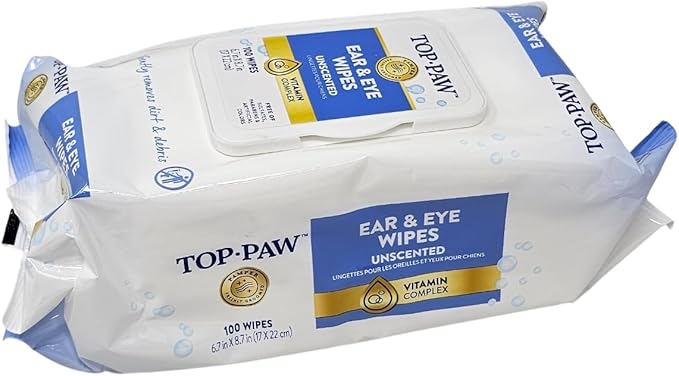 TOP PAW Ear and Eye Wipes Unscented, 100 Count, for Dogs