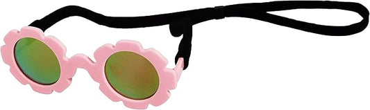 G001 Dog Sunglasses for Costume Medium Breeds (20-40lbs) (Flower Pink-Pink Mirror)