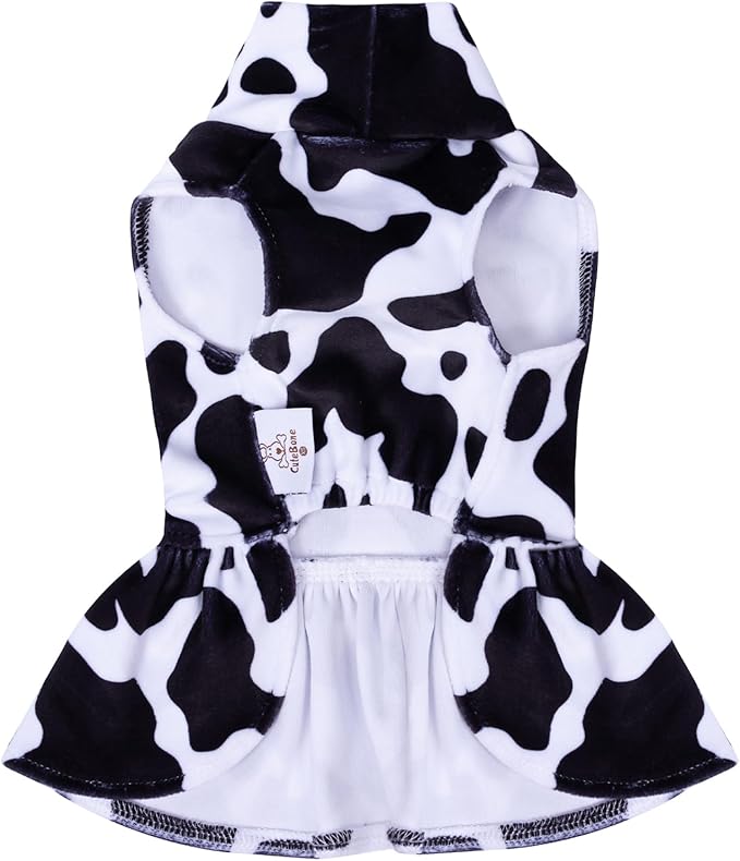 CuteBone Turtleneck Dog Velvet Dress Puppy Skirt Costume Pet Clothes Cat Apparel with Bow Hair Rope for Small Dogs CVD07L