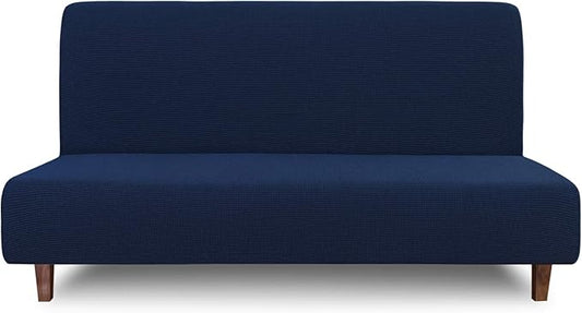 Easy-Going 100% Waterproof Futon Cover, Dual Waterproof Couch Cover for Futon, Stretch Jacquard Sofa Cover, Leakproof Furniture Protector for Kids, Pets, Dog and Cat (Medium, Navy)