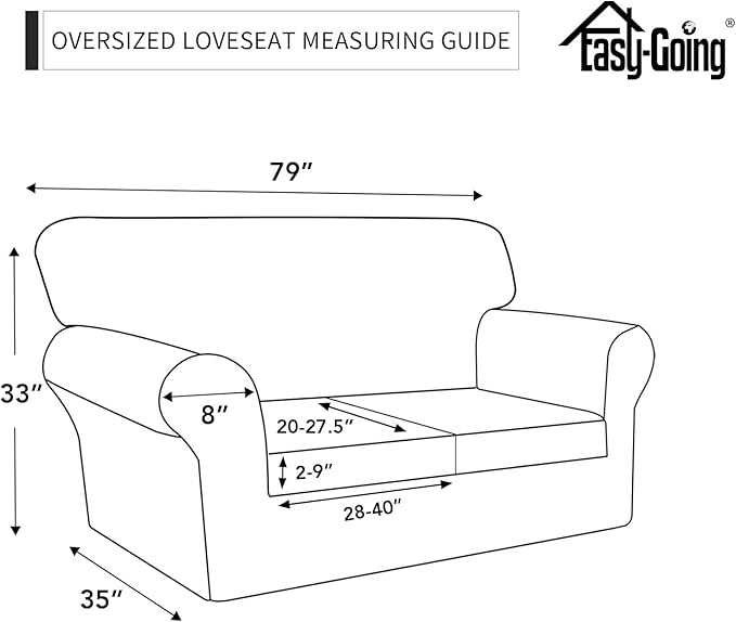Easy-Going 100% Dual Waterproof 3 Pieces Oversized Loveseat Cover Stretch Soft Couch Cover for Dogs, Sofa Slipcover for 2 Separate Cushion Couch Leakproof Furniture Protector for Kids Christmas Red