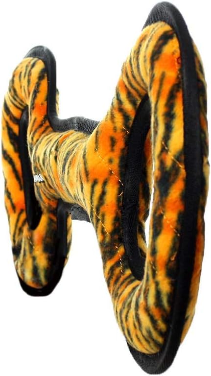 TUFFY - World's Tuffest Soft Dog Toy - MEGA -Multiple Layers. Made Durable, Strong & Tough. Interactive Play (Tug, Toss & Fetch). Machine Washable & Floats (Tug Oval Tiger, Large 2 Pack)