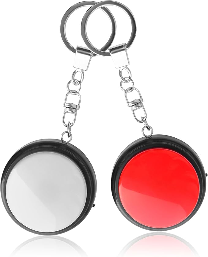 Recordable Talking Button with Keychain, 20s Voice Recording Time Sound Button Answer Buzzers Funny Buttons Record Your Own Words Also Used for Dog Pack of 2 - Red and White (Battery Included)
