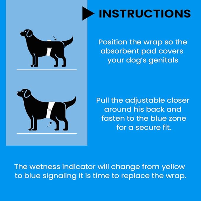 BV Dog Wraps Male Large (Waist 21-26in) Super Absorbent - 400 Count Disposable - Doggie Diapers with Wetness Indicator - Adjustable Male Dog Wraps - Ideal for Incontinence/Training
