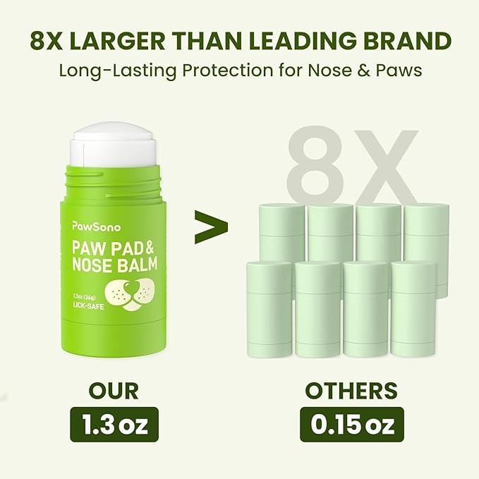 Lick-Safe Dog Paw & Nose Balm with Coconut Oil | Winter Snow, Road Salt & Cold Pavement Protector | All-Natural Moisturizer & Soother for Dry, Cracked Pads & Snout | Horse Hoof, Joint Care(1.3 oz)