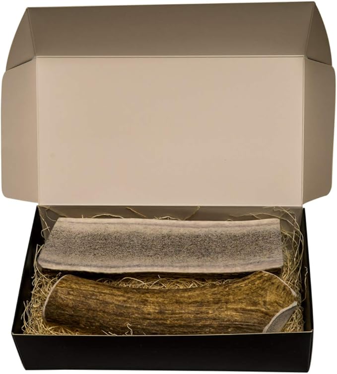 The Antler Box Premium Elk Antler Dog Chews (1 Pound Box) (X-Large (2 Pieces) Whole/Split Mixed)