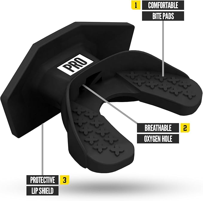 Nxtrnd One Pro Football Mouth Guard, Interchangeable Strap, Fits Adult & Youth (Black)