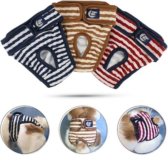 Didiseaon Pet Diapers with Tape, Washable Dog Diaper Sanitary Physiological Pants for Small Female Cat Dog Pet Clothes