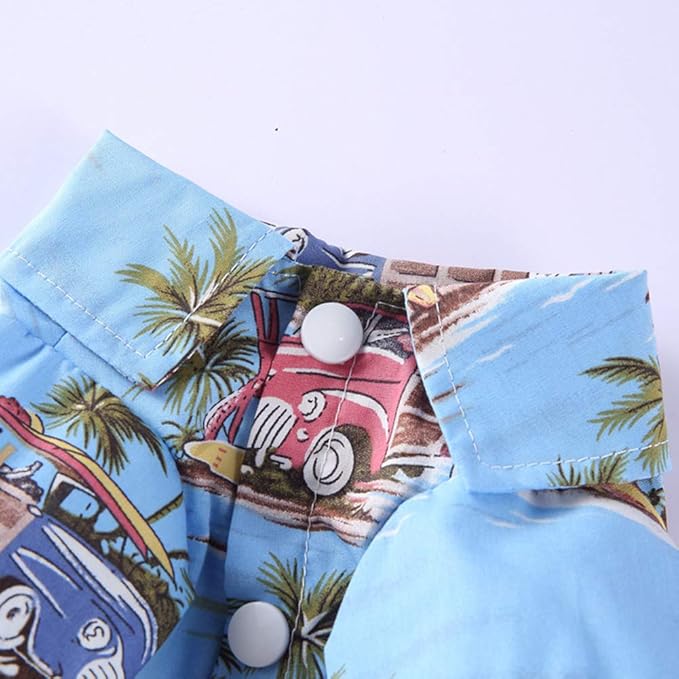 Tangpan Summer Pet Daisy Hawaiian Beach Plaid Print Shirts Clothes for Dog Blue M
