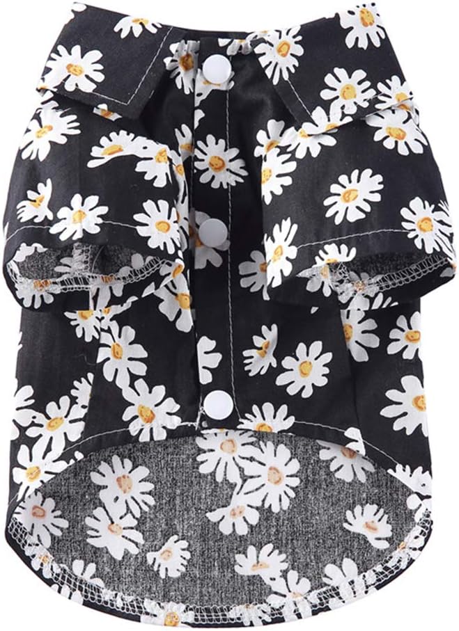 Tangpan Summer Pet Daisy Hawaiian Beach Plaid Print Shirts Clothes for Dog Black XL