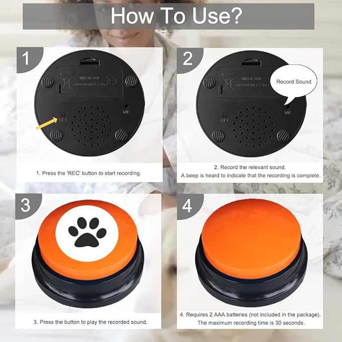 8 Color Voice Recording Button, Dog Buttons for Communication Pet Training Buzzer, 30 Second Record & Playback, Funny Gift for Study Office Home wtih Whire and Coffee