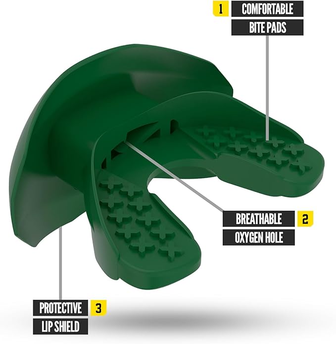 Nxtrnd One Football Mouth Guard, Strap Included, Fits Adult & Youth (Dark Green)