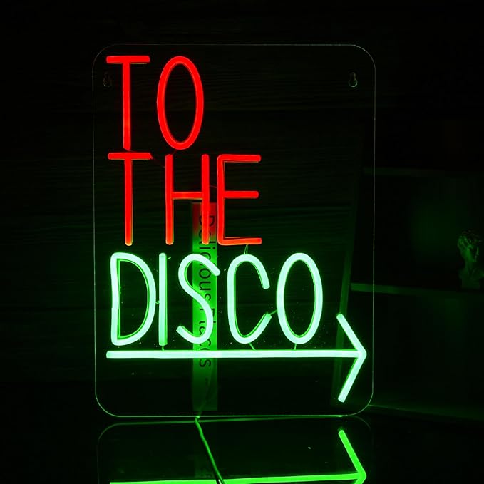 To The Disco Neon Sign Disco LED Neon Light for Wall Decor USB Powered Arrowhead Tag Led Light Sign Dimmable Neon Light Sign for Disco Bar Music Bar Bedroom Party