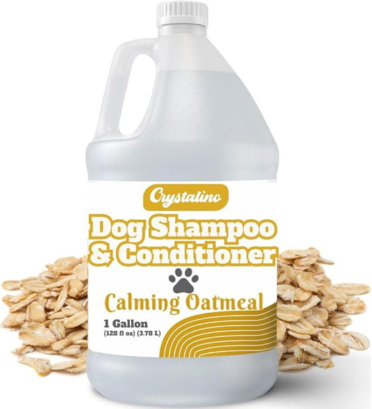 2-in-1 Oatmeal Shampoo for Dogs - 1 Gallon - Professional Conditioning Dog Grooming Shampoo, 1 Gallon Sensitive Hypoallergenic Dogs Shampoos, Oatmeal Gentle Puppy Shampoos Bulk Concentrate