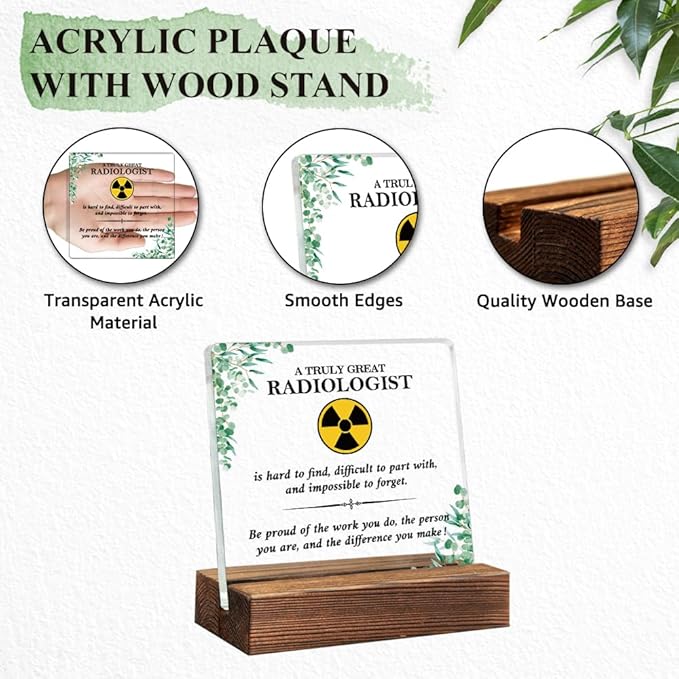 A Truly Great Radiologist Acrylic Sign with Wood Stand, Funny Present for Coworker, Fun X-ray Tech Office Plaque Desk Decor, Radiologic Technologist Appreciation Thank You Gifts for WomeN