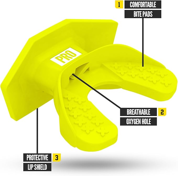 Nxtrnd One Pro Football Mouth Guard, Interchangeable Strap, Fits Adult & Youth (Neon Yellow)