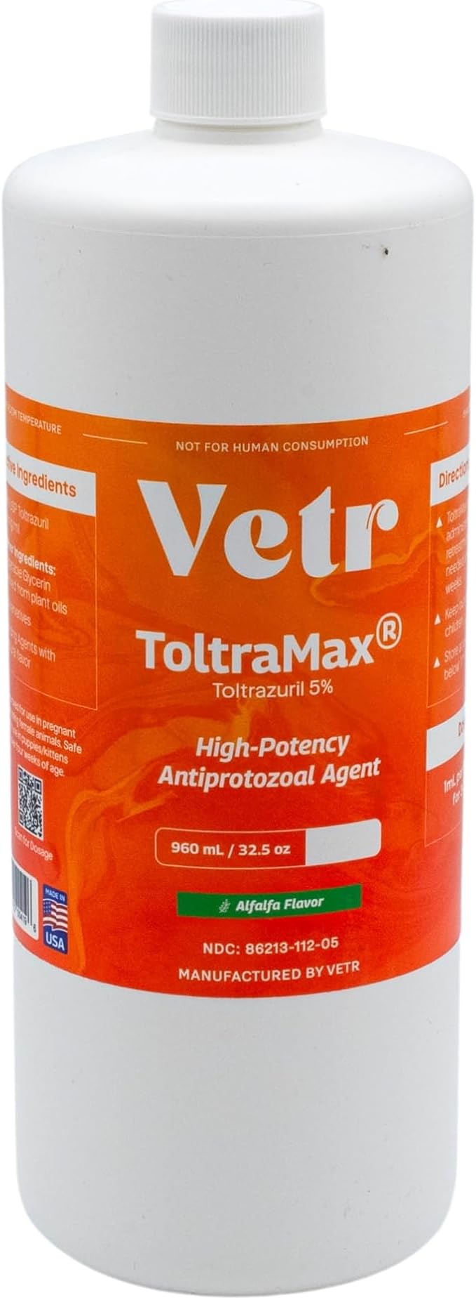 Toltrazuril 5.0% for Horses, Dogs, Cats, 960mL/32.4Ounce, for Non-Food Chain Animals, Alfalfa