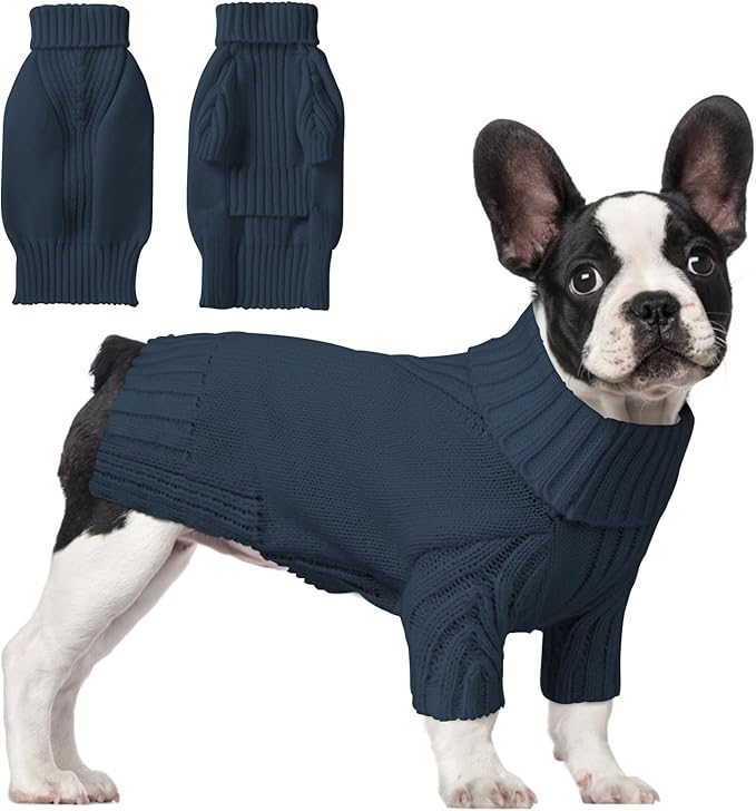 Dog Sweaters for Small Medium Large Dog, Classic Turtleneck Pet Clothes Warm Thermal Doggy Winter Coat, Thick Double Knitting Collar Pullover Cold Weather Puppy Jacket for Indoor & Outdoor Wear