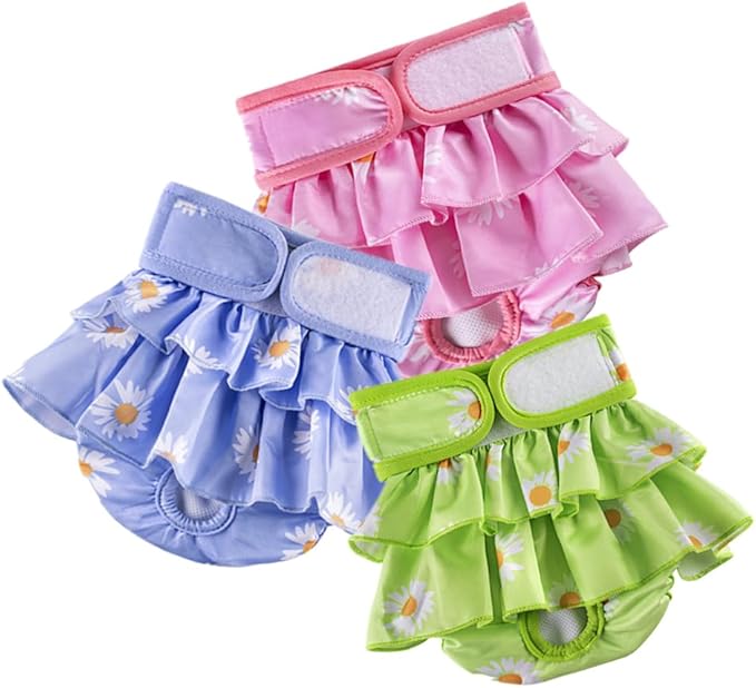 Washable Dog Diapers Female, 3 Pack Reusable Diapers, Highly Absorbent Diaper for Female Dog in Heat, Incontinence, Excitable （ XL Size，Waist Circumference Between 23.5-32 inches）