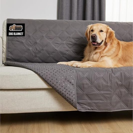 GORILLA GRIP Waterproof Couch Cover for Dogs, Gripped Slip Resistant Backing, Leak Proof Washable Dog Blanket Covers Sofa, Bed, Sectional, Crate, Car, RV Seats, Pet Puppy Essentials, 30x70 Charcoal
