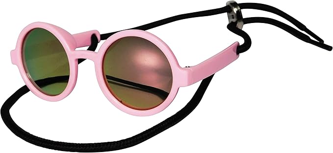 G016 Dog Pet Round Sunglasses Goggles for Small Dogs up to 15lbs (Pink-Pink Mirror)