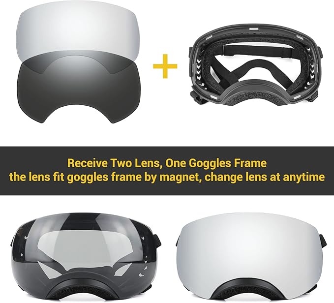 Enjoying Dog Goggles Large Breed with Replaceable Lenses, Silver/Black, Interchangeable Sunglasses for Dogs Medium Large Breed, Summer UV Dog Eye Protection, Winter Pet Snow Goggles, Green