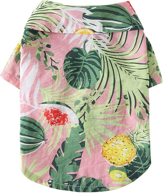 Tangpan Summer Pet Daisy Hawaiian Beach Plaid Print Shirts Clothes for Dog S07 Pink M