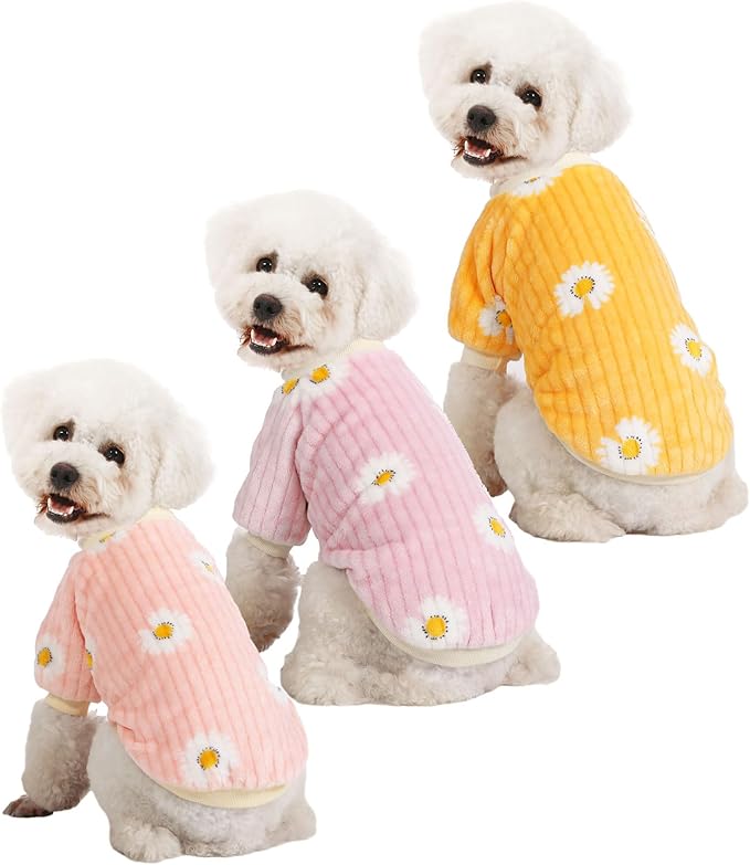 Dog Sweater, Dog Sweaters for Small Dogs, 2, 3 Pack Warm Soft Pet Clothes for Puppy, Medium Large Cat, Dogs Girl or Boy, Dog Shirt for Winter Christmas (Pink+Purple+Yellow, X-Small)