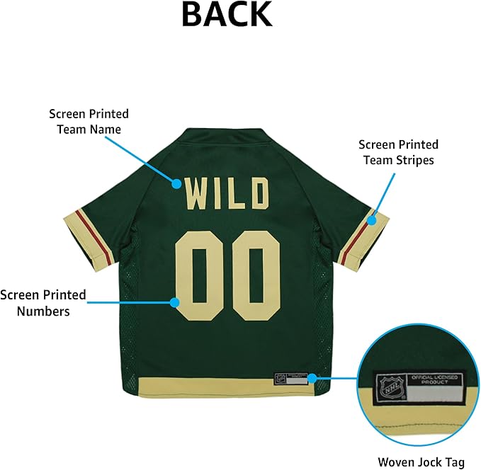 Pets First NHL Minnesota Wild Jersey for Dogs & Cats, X-Small. - Let Your Pet be a Real NHL Fan!