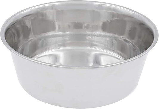 Food & Water Bowl for Cats & Dogs, Heavy-Duty Stainless Steel, Silver, 4 Quart (HD-4Q)