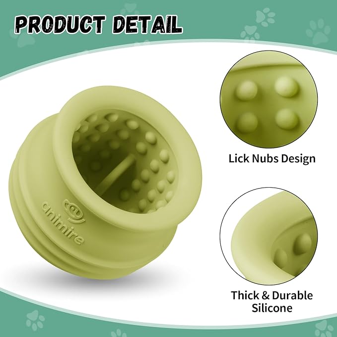 Treat Dispensing Dog Toy, Long-Lasting Interactive Puzzle Toys for Dogs, Stuffable Dog Enrichment Frozen Lick Treat Toy for Boredom, BPA Free Silicone Fetch Catch Chew Toy (Green,L)