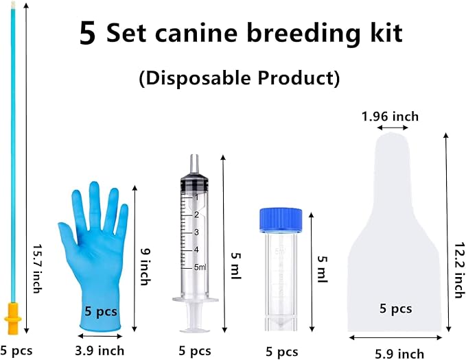 5 Set AI Artificial Insemination Dog Breeding Kit, Canine Breeding Kit, Dog Insemination Breeder Kit, Disposable Canine Artificial Insemination, Canine Breeding Supplies (5 Set, 15.7 inch) L
