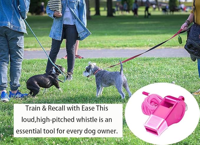 5-Pack Pink Whistles with Lanyard & Mouth Guard, Loud High Pitch Safety Whistle for Dog Training, Sports Coaching, Referee, Cheerleading, Camping, Hiking, Outdoor Activities and Emergency