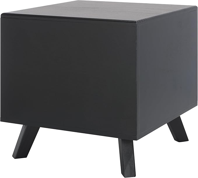 SAFAVIEH Home Collection Bean Mid-Century Matte Black Square Covered Cave Small Pet Cat Bed (Fully Assembled)