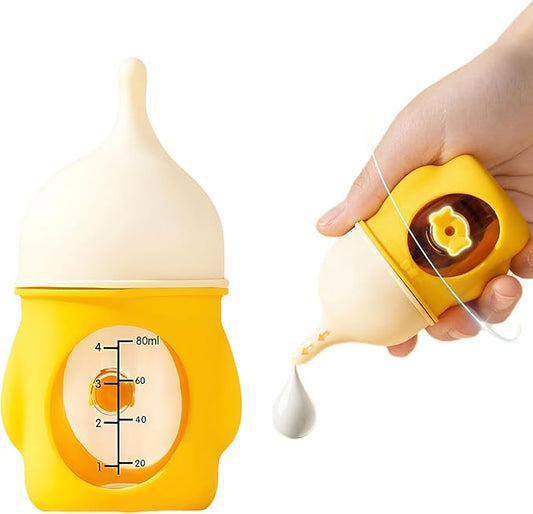 Kitten Bottle and Puppy 80ml Bottles for Nursing, Yellow Puppy Bottles for Nursing Puppy Milk, One-Piece Silicone Pacifier, Anti Choking Valve, Capable of High, Temperature Disinfection